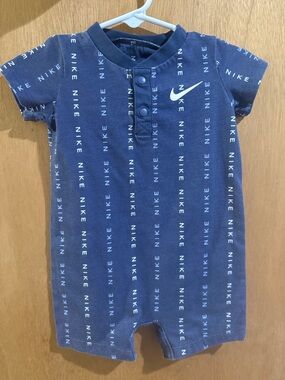 Nike Navy Short Sleeve Romper with White Swoosh